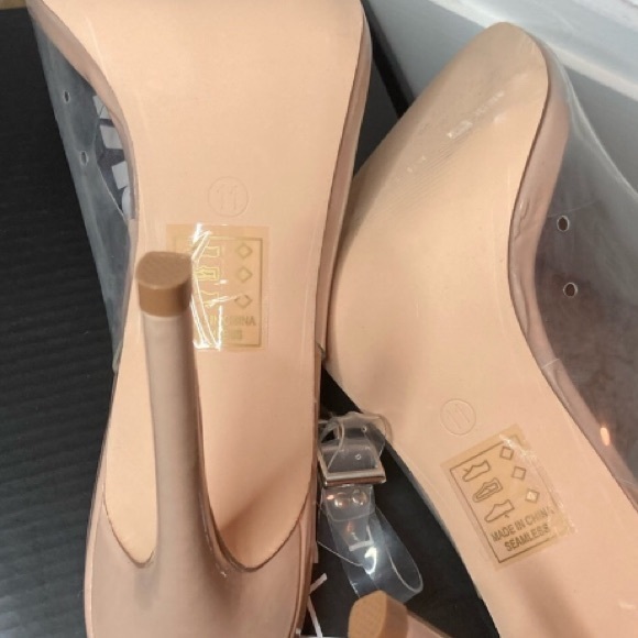 Fashon Nova She’s On Fire Clear/Nude Pointed Toe Slingback Pumps Size 11 - Picture 4 of 4